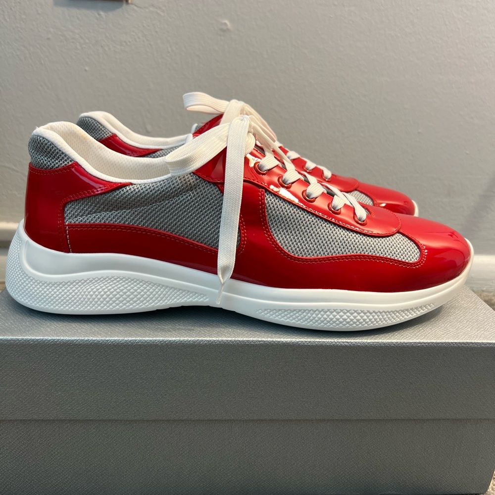 Prada Red and Gray Athletic Shoes